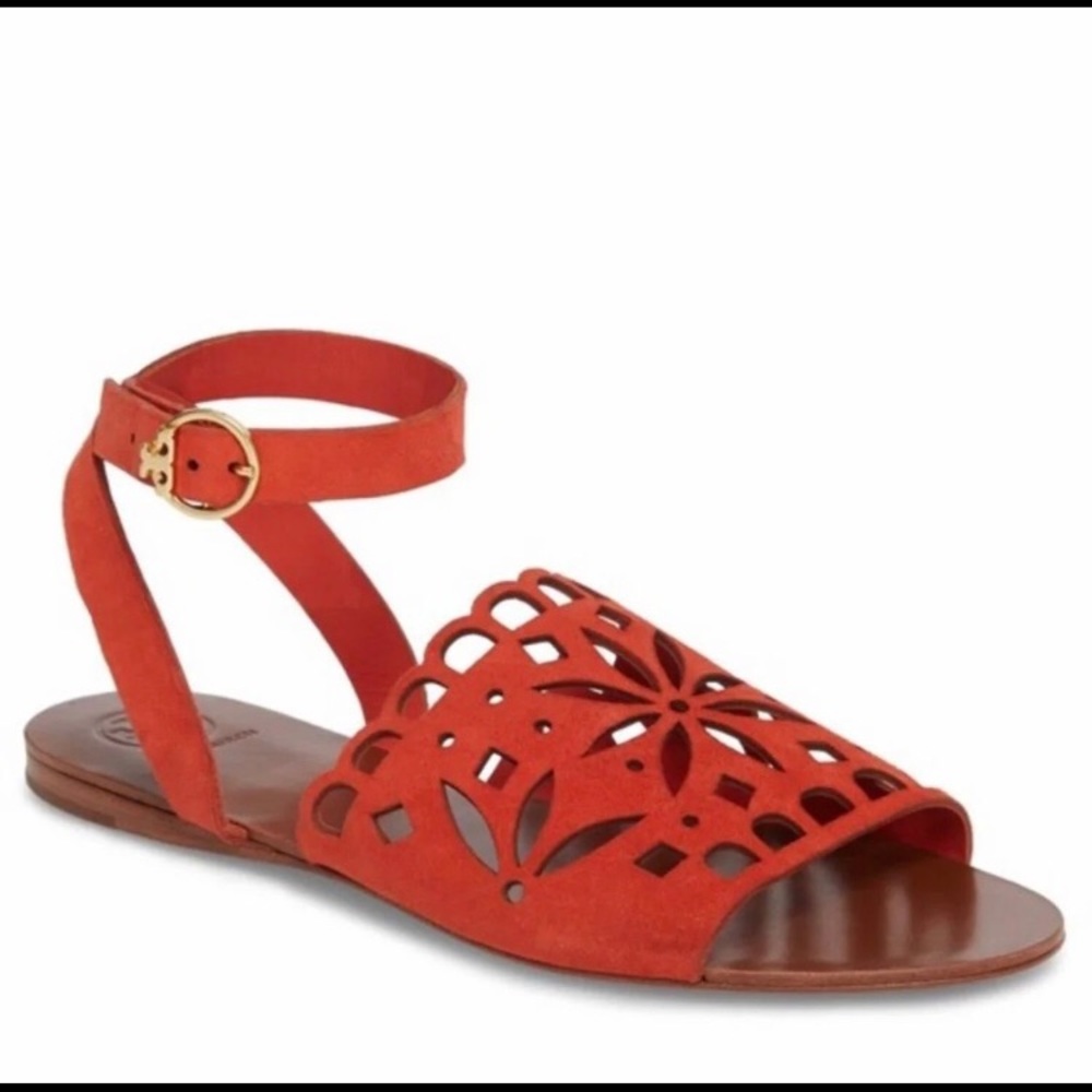 Tory Burch May Flat Sandals,Poppy Orange NWT